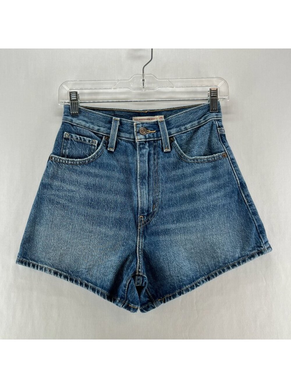 Levi's High Waisted Mom Shorts Womens 25 Zip Fly Pockets Medium Wash Denim Blue